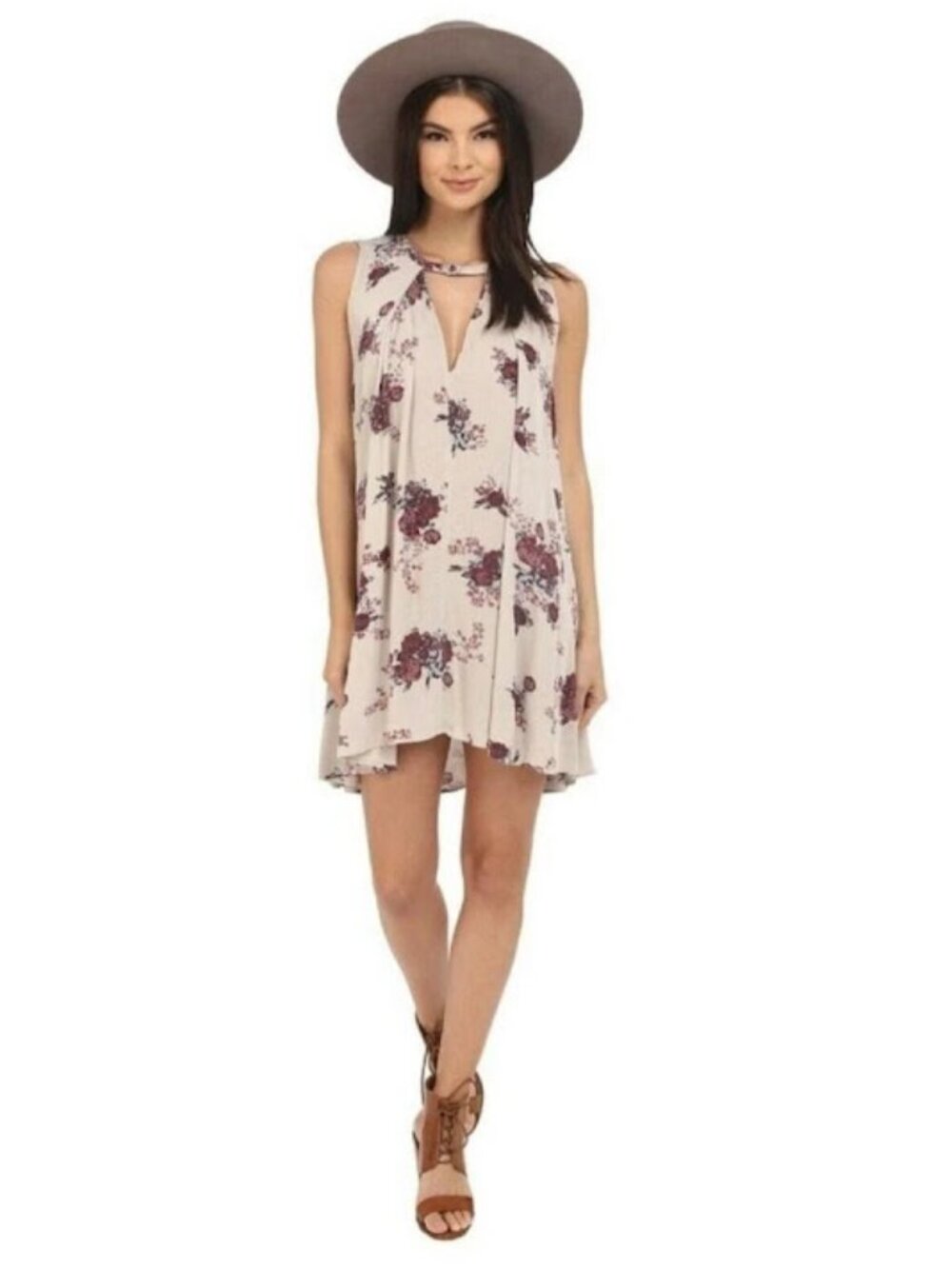 Free People boho tree swing sleeveless dress floral  large L